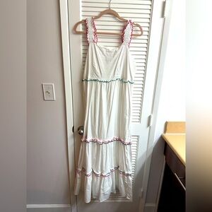 White Maxi with multicolored Piping